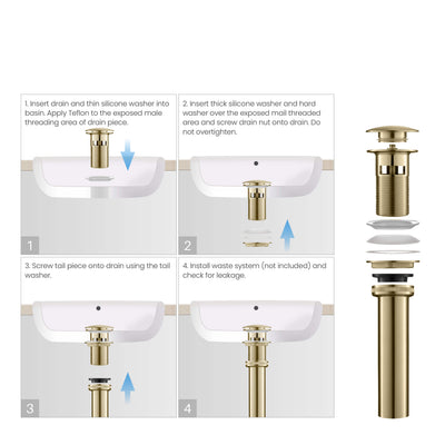 Bathroom Sink Pop Up Drain Stopper Full Cover with overflow - PW-3  - Shop at Home Craft Studio - 5
