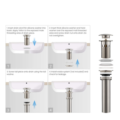 Bathroom Sink Pop Up Drain Stopper Full Cover with overflow - PW-3  - Shop at Home Craft Studio - 11