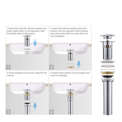 Bathroom Sink Pop Up Drain Stopper Full Cover with overflow - PW-3  - Shop at Home Craft Studio - 20