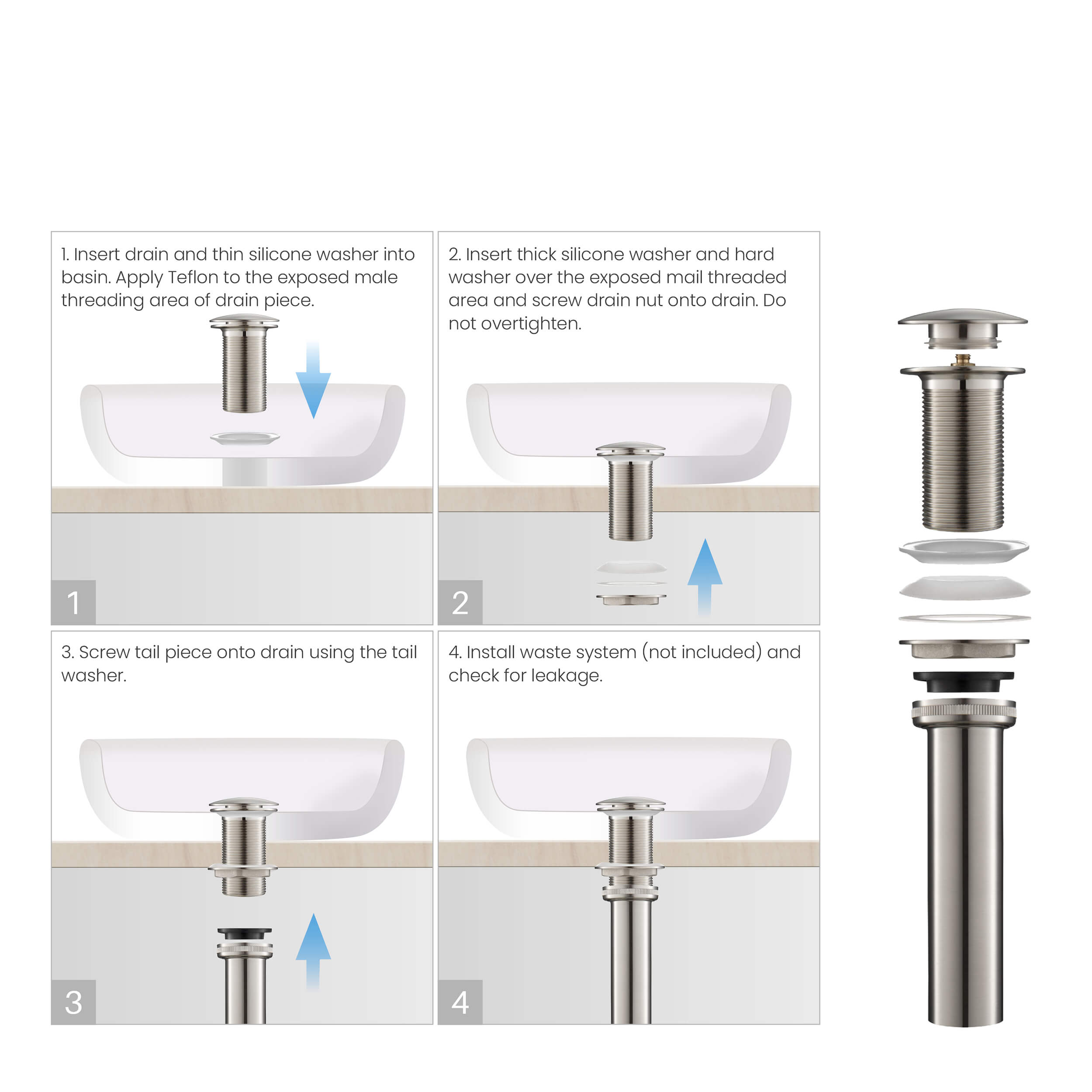 Bathroom Sink Pop Up Drain Stopper Full Cover without Overflow - PW-4  - Shop at Home Craft Studio - 10