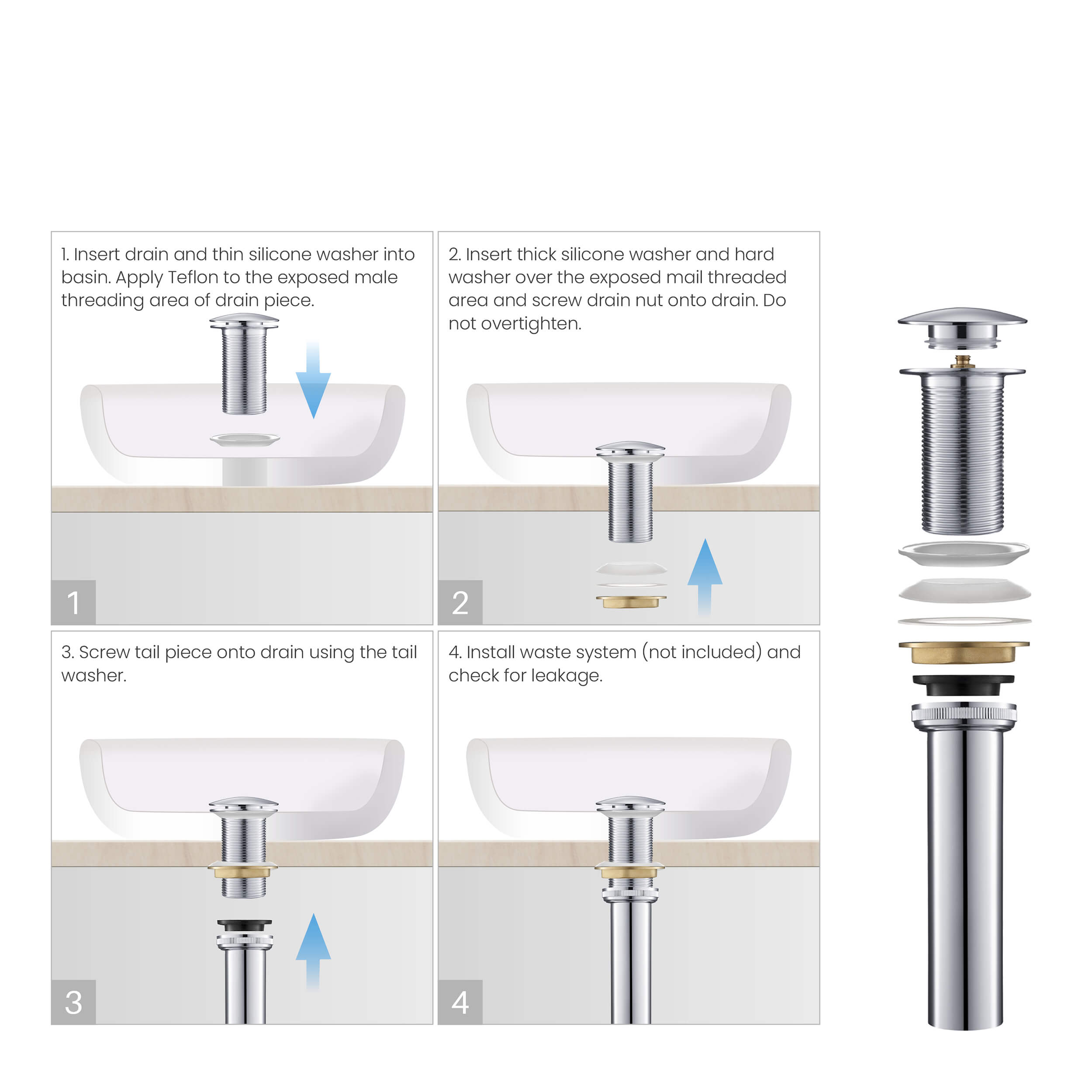 Bathroom Sink Pop Up Drain Stopper Full Cover without Overflow - PW-4  - Shop at Home Craft Studio - 17