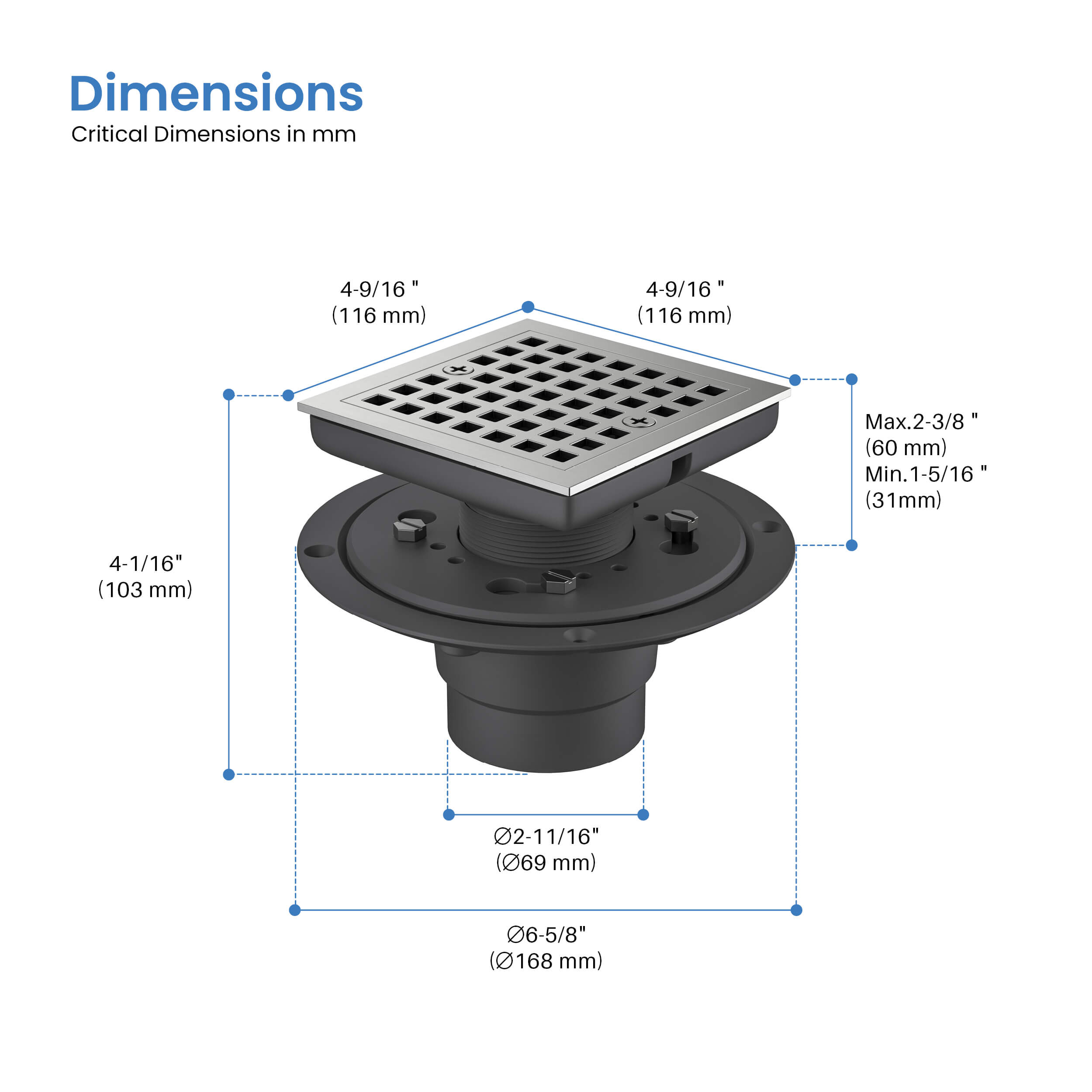 Casa 4" Tile-In Shower Drain - CFD-0401  - Shop at Home Craft Studio - 19