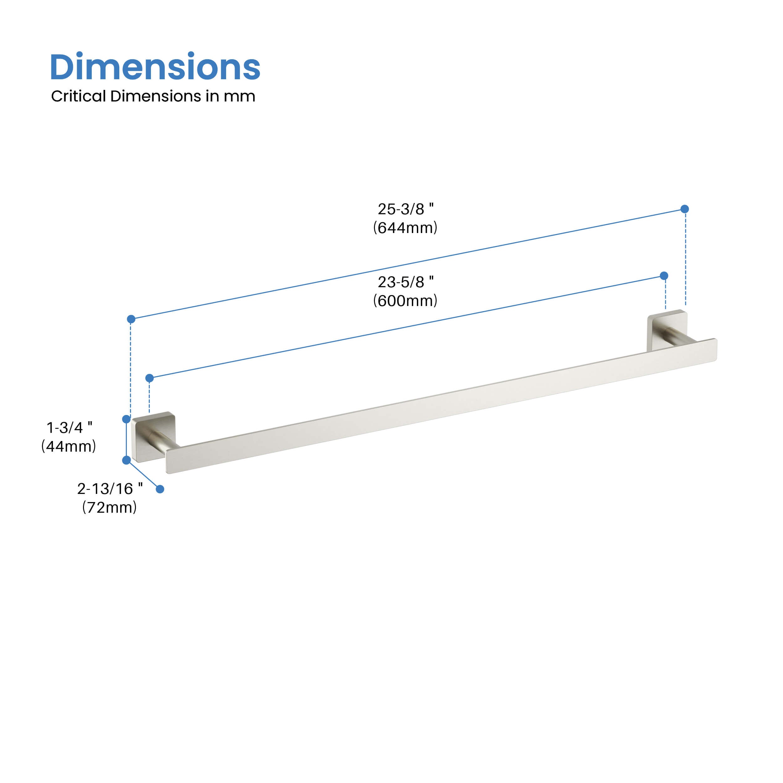 Fusion 24 inch Bathroom Towel Bar - CBA-1604  - Shop at Home Craft Studio - 13