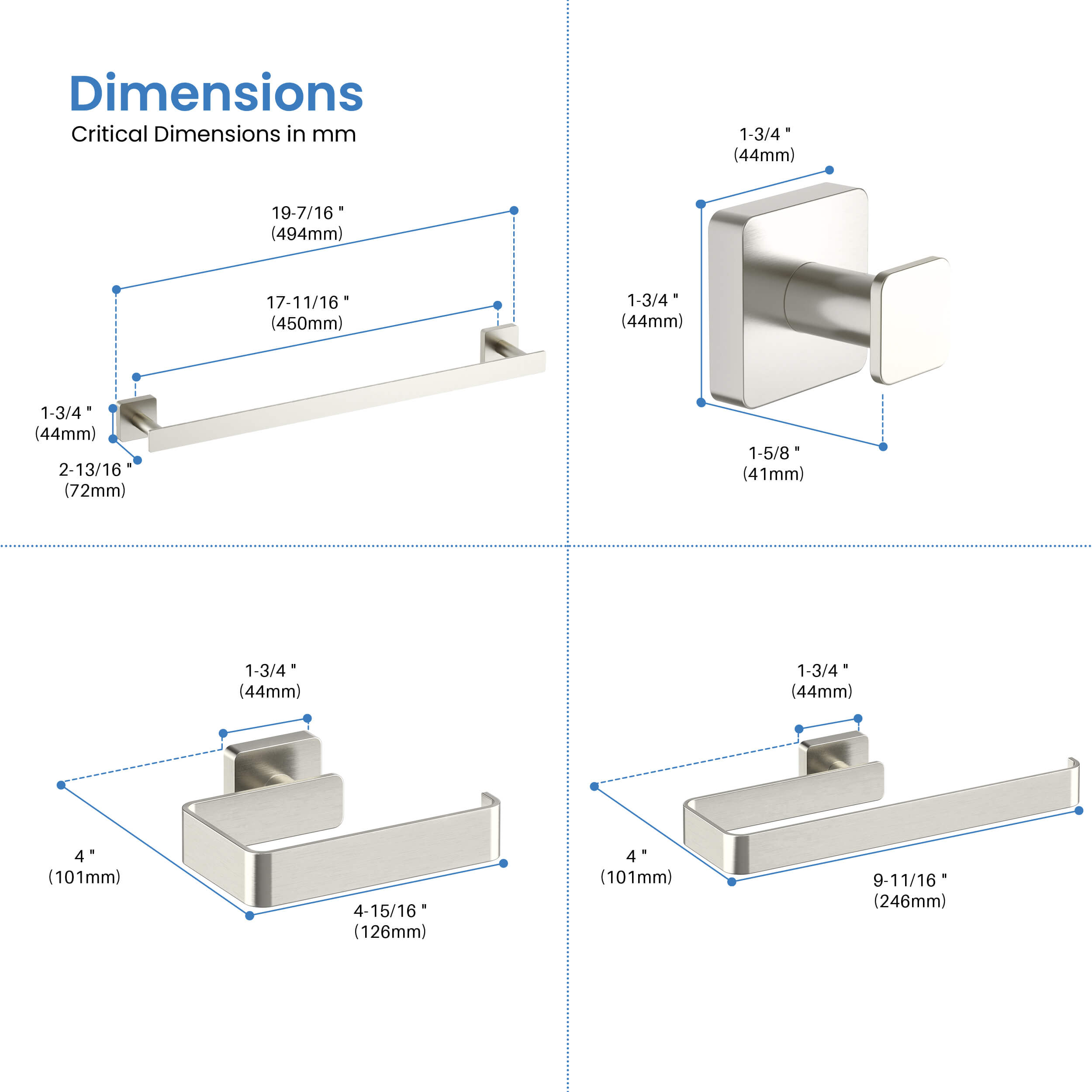 Fusion 4-Piece Bathroom Hardware Set - C-CBA16-4-2  - Shop at Home Craft Studio - 11