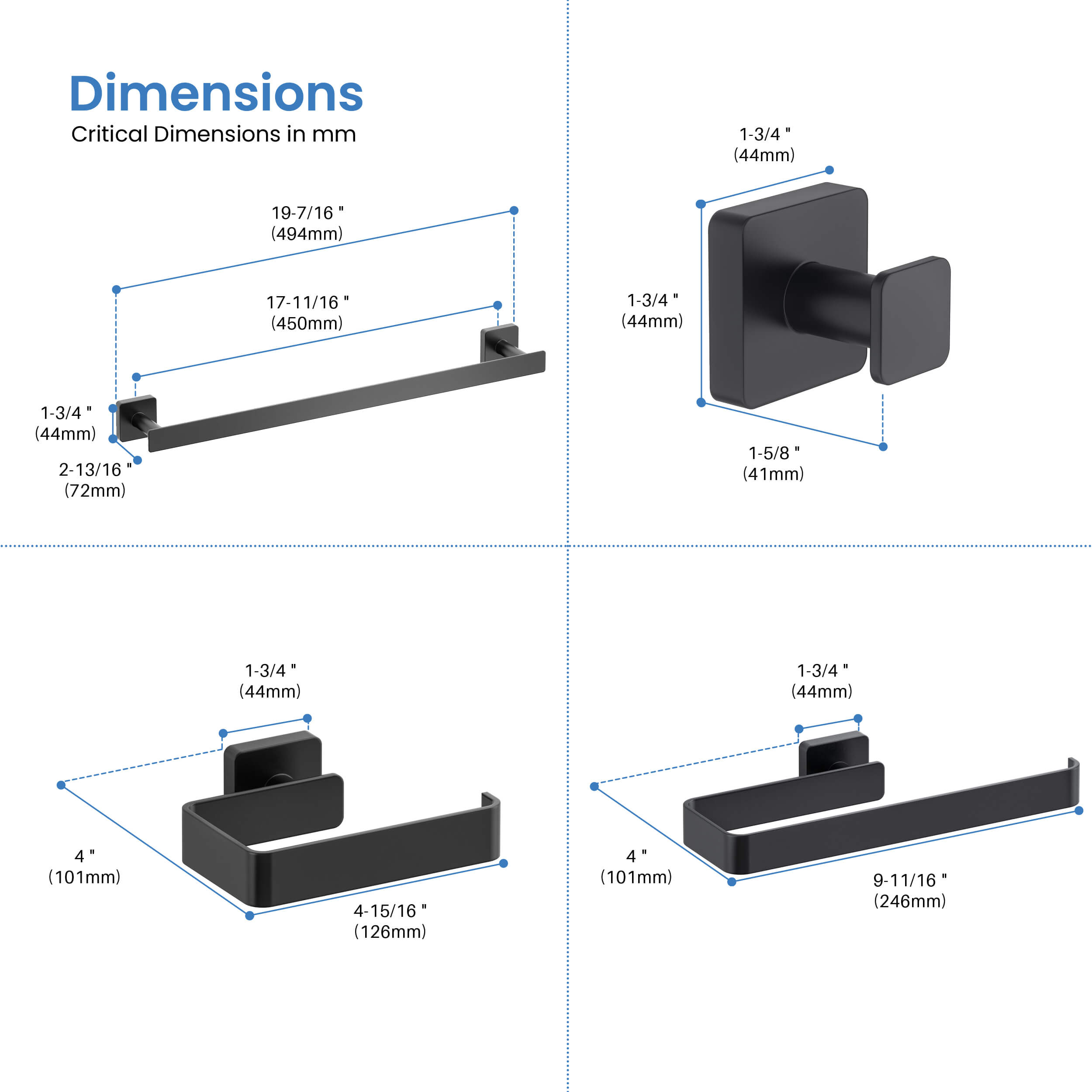 Fusion 4-Piece Bathroom Hardware Set - C-CBA16-4-2  - Shop at Home Craft Studio - 23