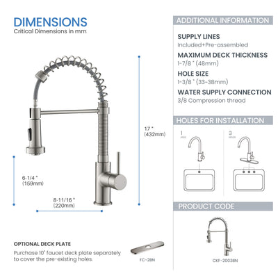 Genova Commercial Style Single Handle Pull Down Kitchen Sink Faucet - CKF-2003  - Shop at Home Craft Studio - 20