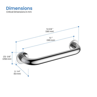 Halo 12" Stainless Steel Bathroom Safety Grab Bar - CGB-1012  - Shop at Home Craft Studio - 13
