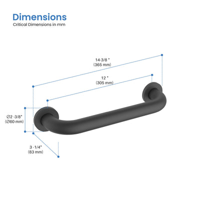 Halo 12" Stainless Steel Bathroom Safety Grab Bar - CGB-1012  - Shop at Home Craft Studio - 20