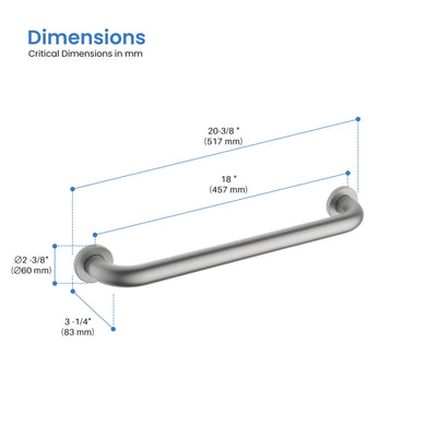 Halo 18" Stainless Steel Bathroom Safety Grab Bar - CGB-1018  - Shop at Home Craft Studio - 12