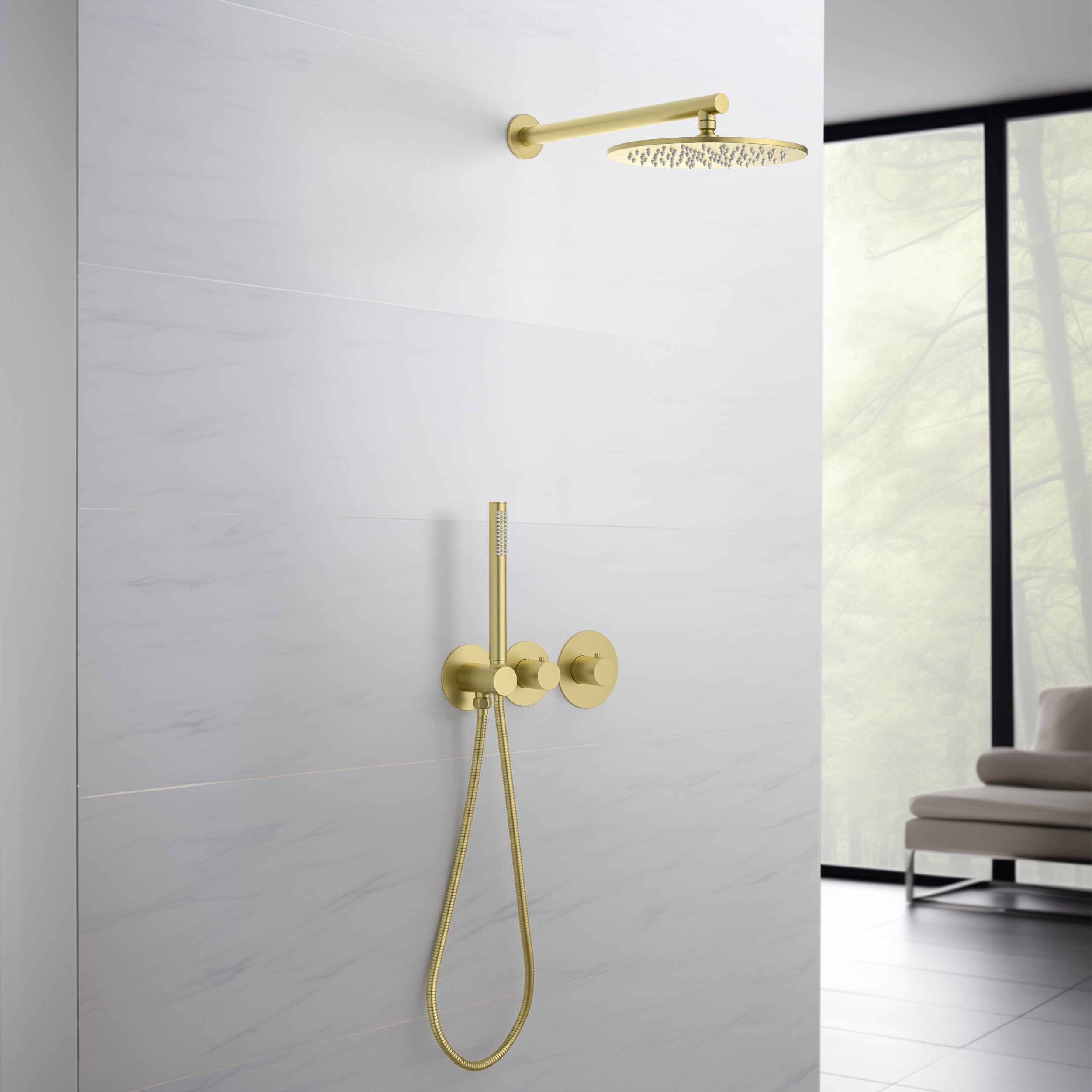 Halo 2-Function Thermostatic Wall Mount Shower System with Rough-in Valve - CSF-4010  - Shop at Home Craft Studio - 2