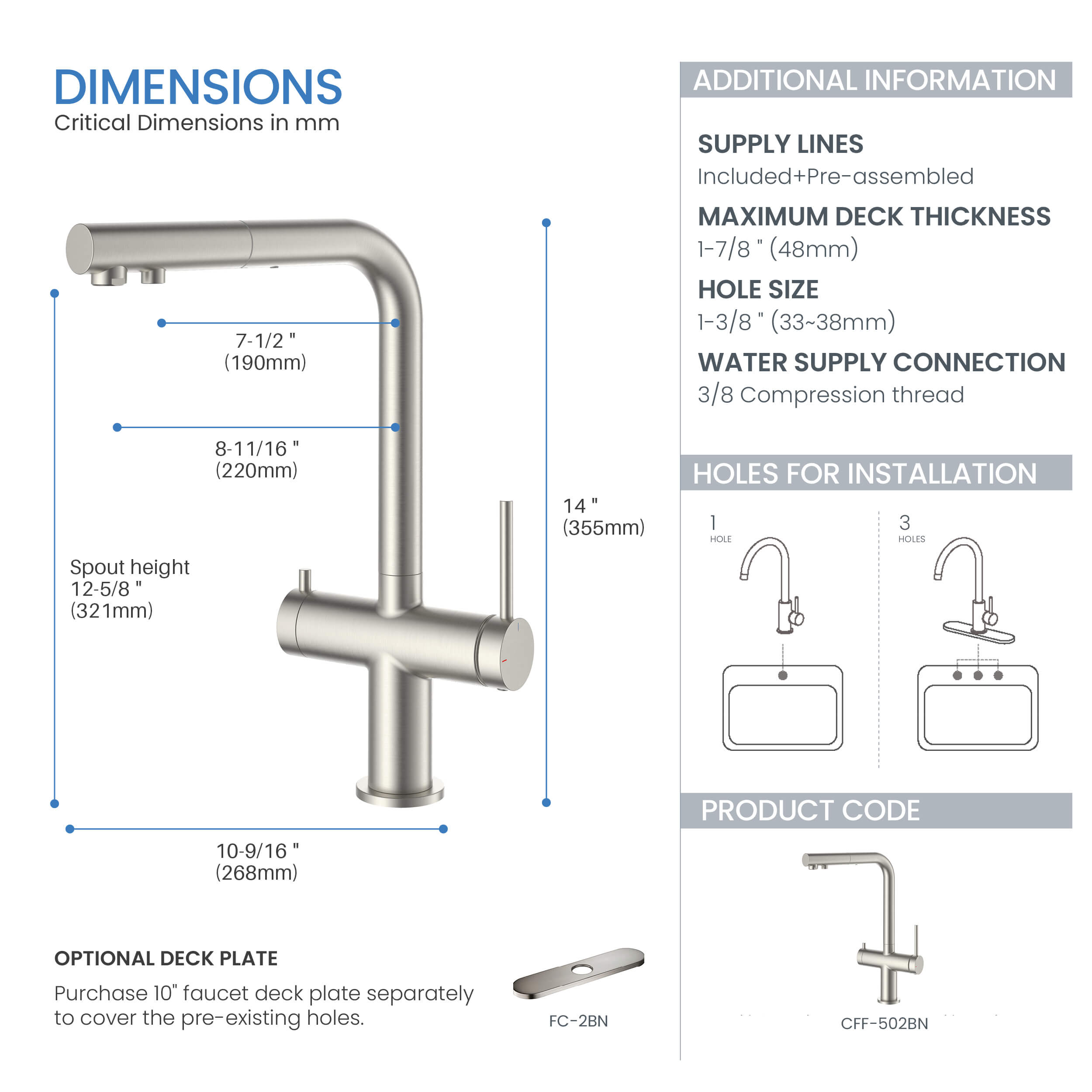 Halo 2-in-1 Pull Out Kitchen Filtration Faucet - CFF-502  - Shop at Home Craft Studio - 14