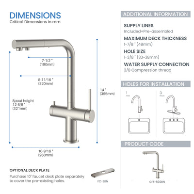 Halo 2-in-1 Pull Out Kitchen Filtration Faucet - CFF-502  - Shop at Home Craft Studio - 14