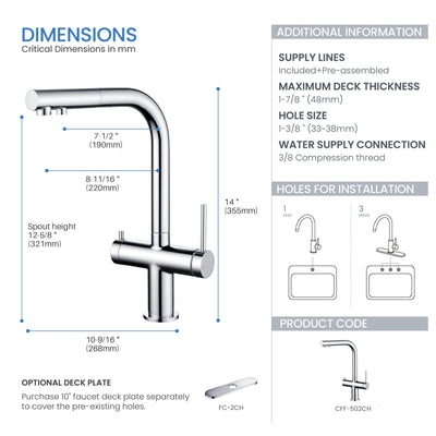 Halo 2-in-1 Pull Out Kitchen Filtration Faucet - CFF-502  - Shop at Home Craft Studio - 22