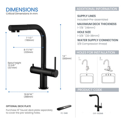 Halo 2-in-1 Pull Out Kitchen Filtration Faucet - CFF-502  - Shop at Home Craft Studio - 30
