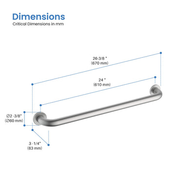 Halo 24" Stainless Steel Bathroom Safety Grab Bar - CGB-1024  - Shop at Home Craft Studio - 13