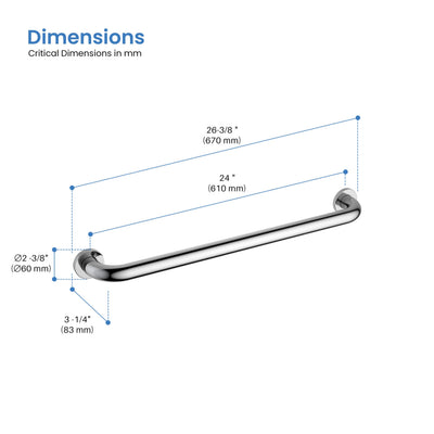 Halo 24" Stainless Steel Bathroom Safety Grab Bar - CGB-1024  - Shop at Home Craft Studio - 19