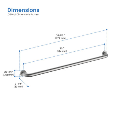Halo 36" Stainless Steel Bathroom Safety Grab Bar - CGB-1036  - Shop at Home Craft Studio - 12