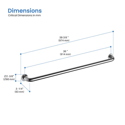 Halo 36" Stainless Steel Bathroom Safety Grab Bar - CGB-1036  - Shop at Home Craft Studio - 18