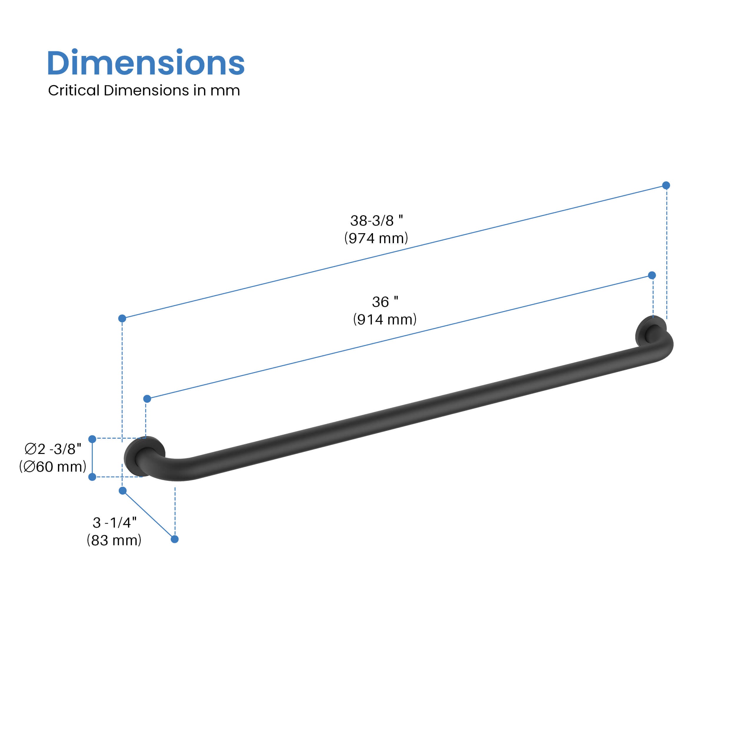 Halo 36" Stainless Steel Bathroom Safety Grab Bar - CGB-1036  - Shop at Home Craft Studio - 24