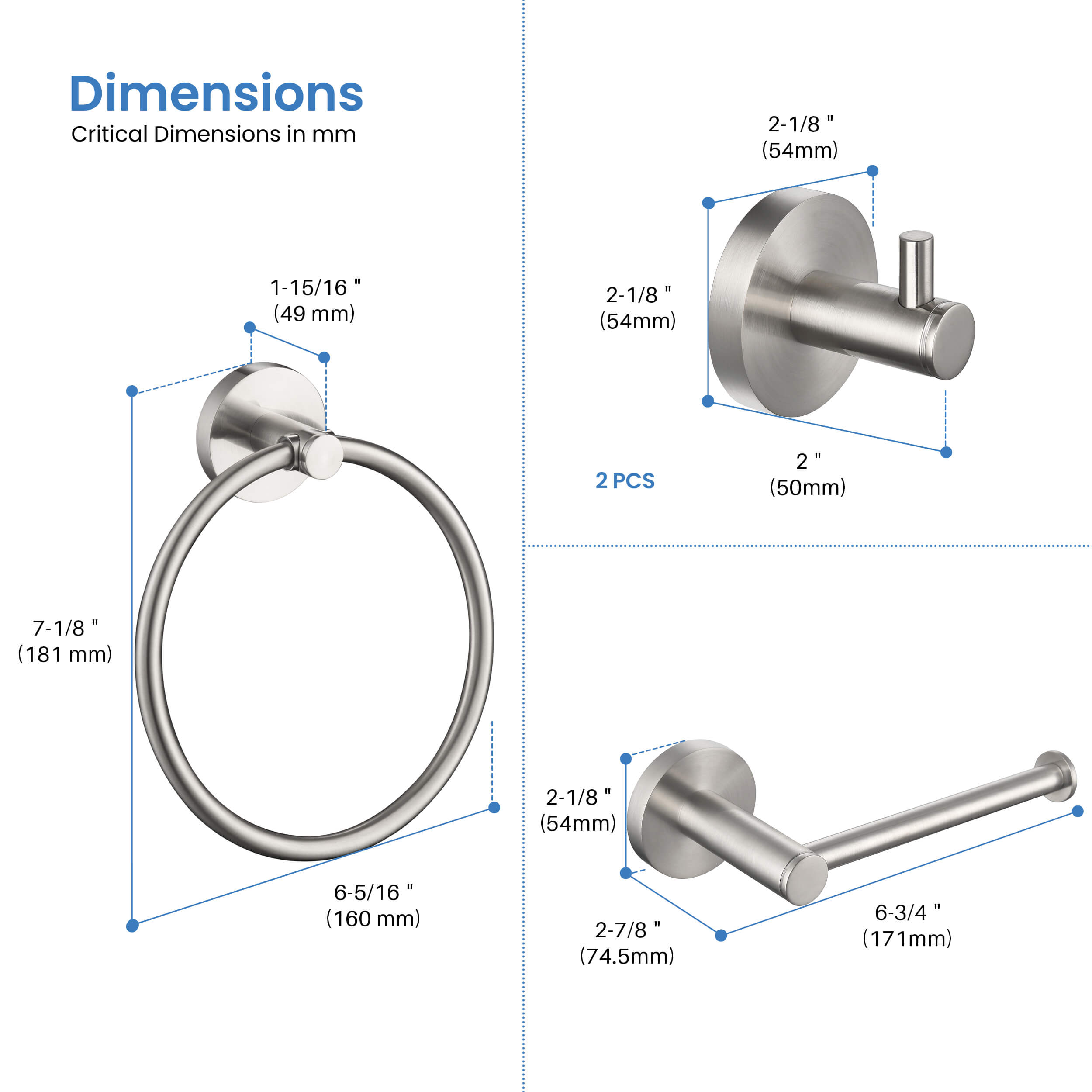 Halo 4-Piece Bathroom Hardware Set - C-CBA14-4-1  - Shop at Home Craft Studio - 19