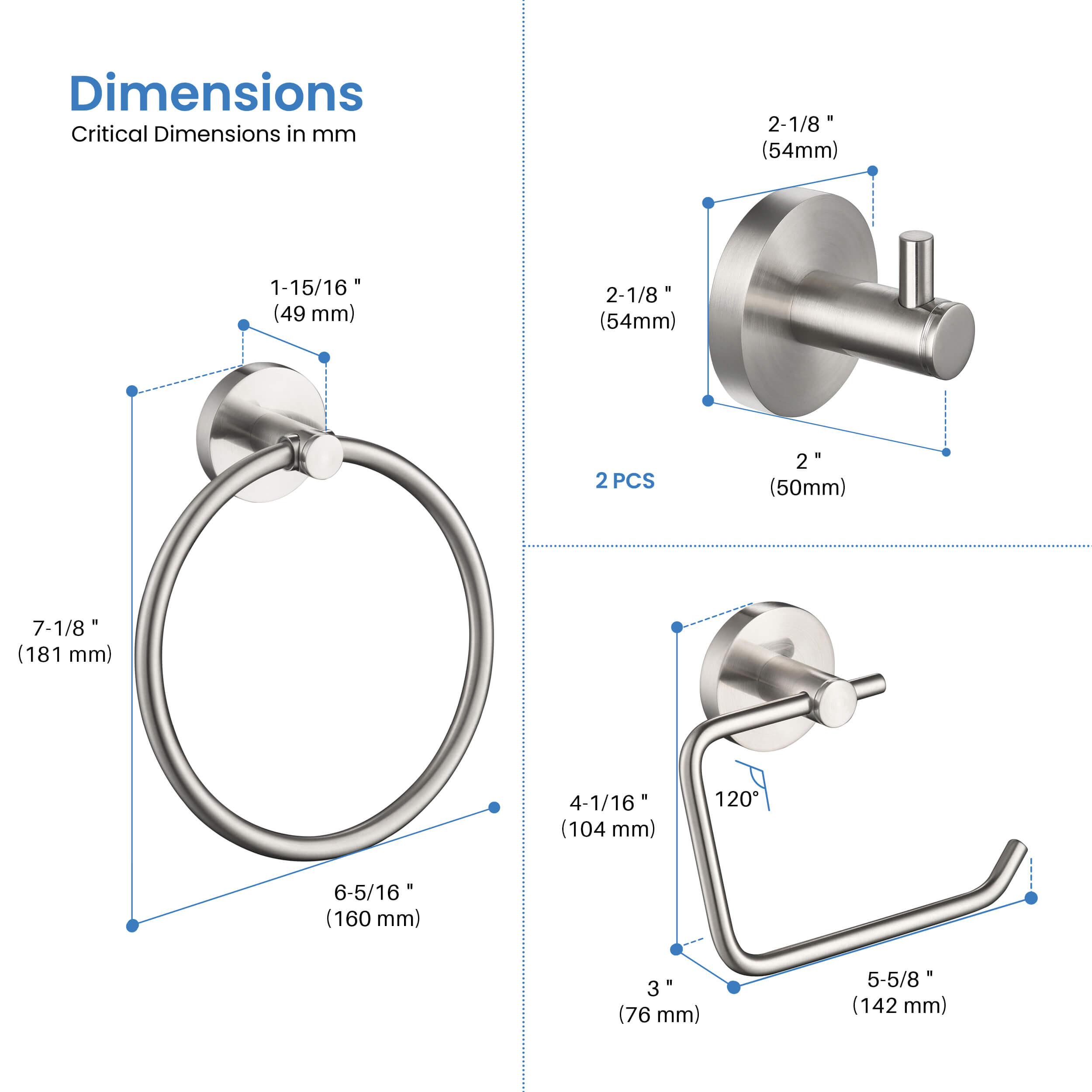 Halo 4-Piece Bathroom Hardware Set - C-CBA14-4-2  - Shop at Home Craft Studio - 19