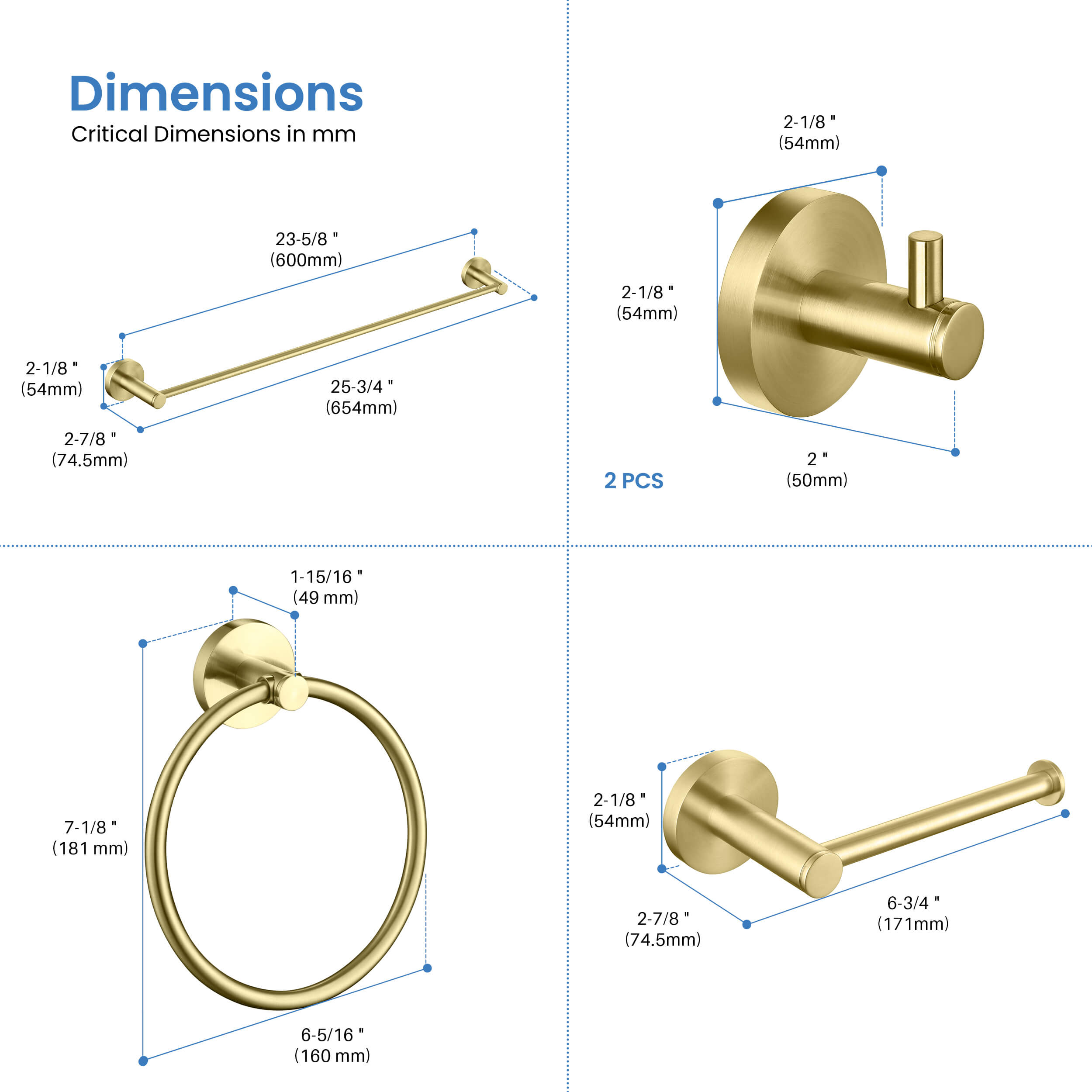 Halo 5-Piece Bathroom Hardware Set - C-CBA14-5-1  - Shop at Home Craft Studio - 9