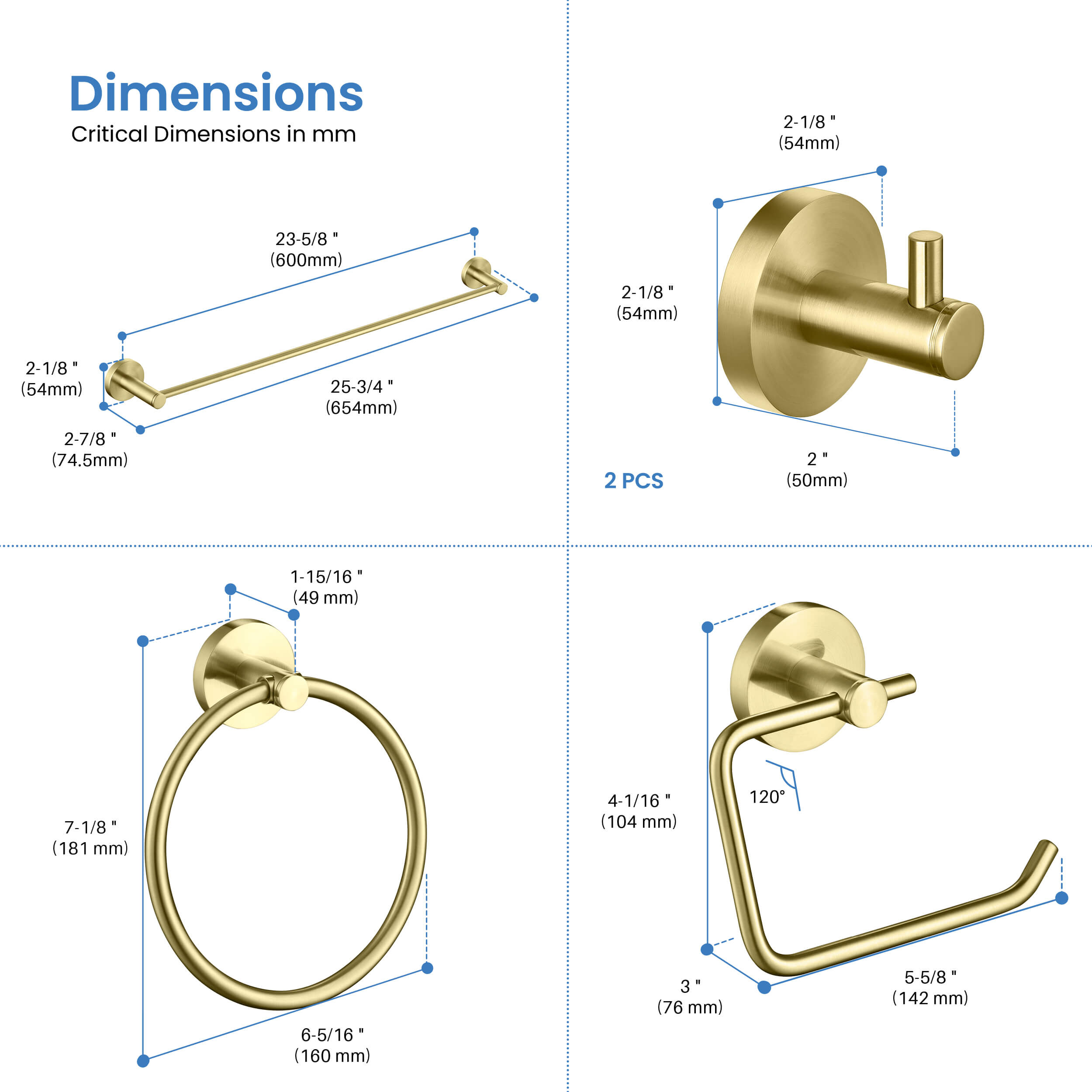 Halo 5-Piece Bathroom Hardware Set - C-CBA14-5-2  - Shop at Home Craft Studio - 10
