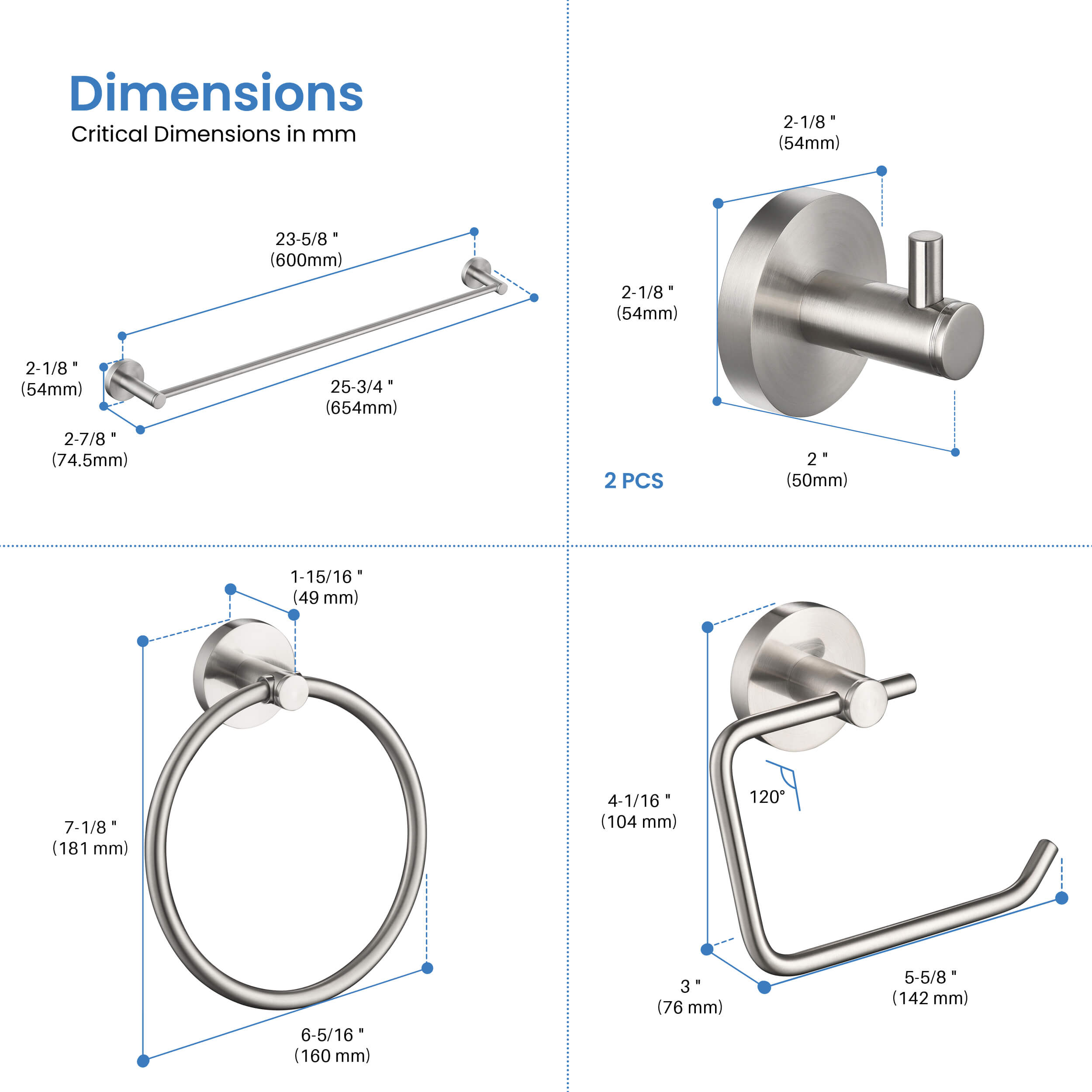 Halo 5-Piece Bathroom Hardware Set - C-CBA14-5-2  - Shop at Home Craft Studio - 20