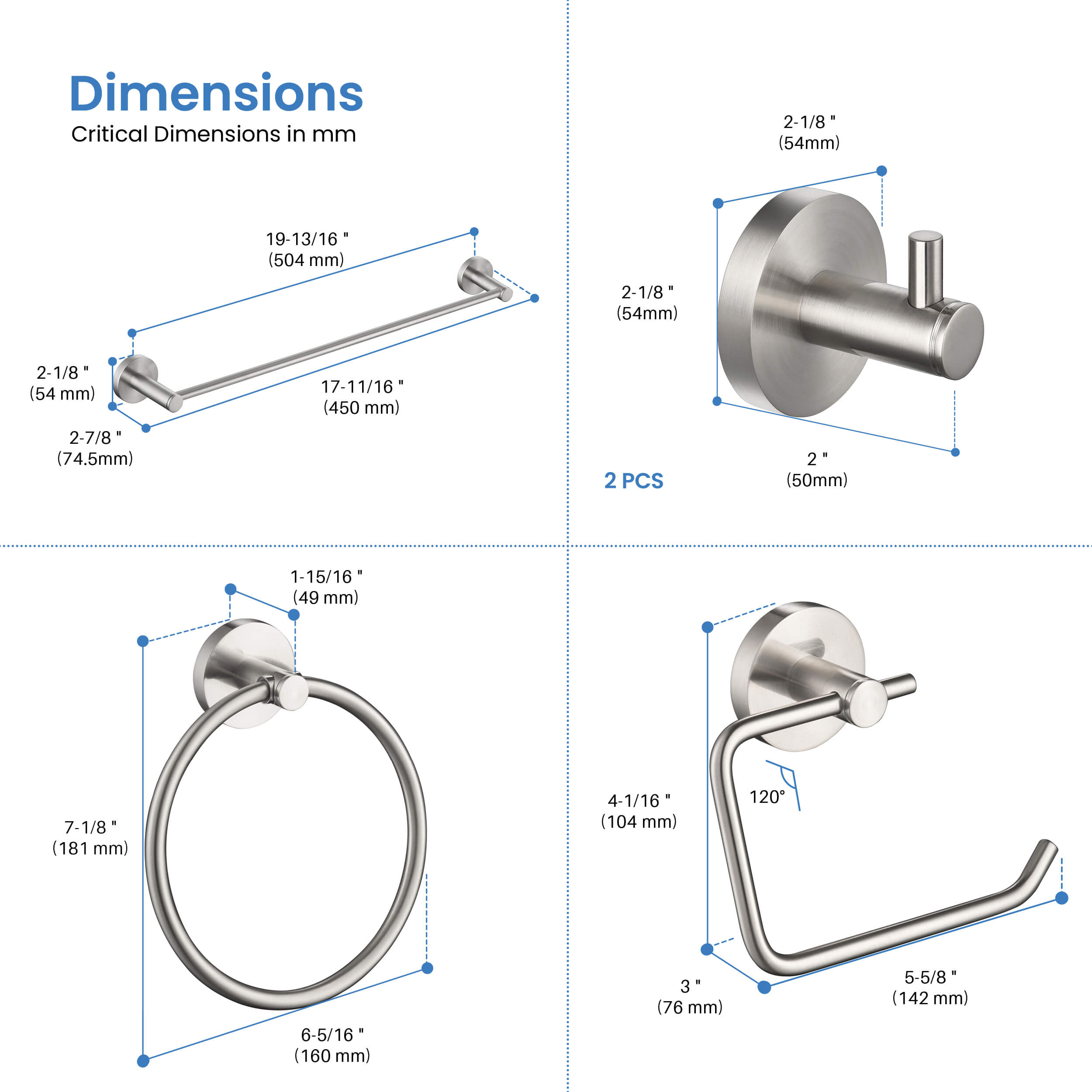 Halo 5-Piece Bathroom Hardware Set - C-CBA14-5-4  - Shop at Home Craft Studio - 18
