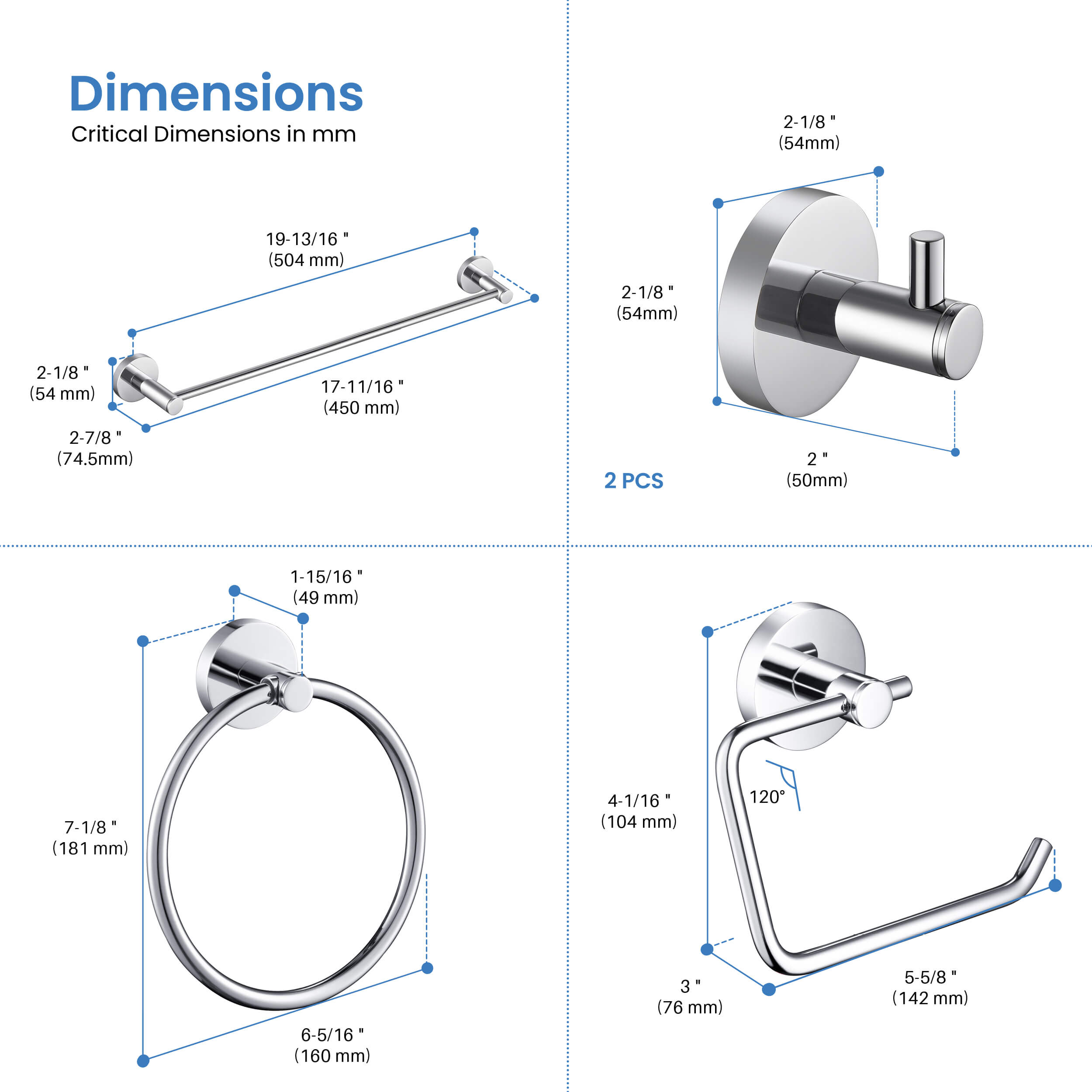 Halo 5-Piece Bathroom Hardware Set - C-CBA14-5-4  - Shop at Home Craft Studio - 29