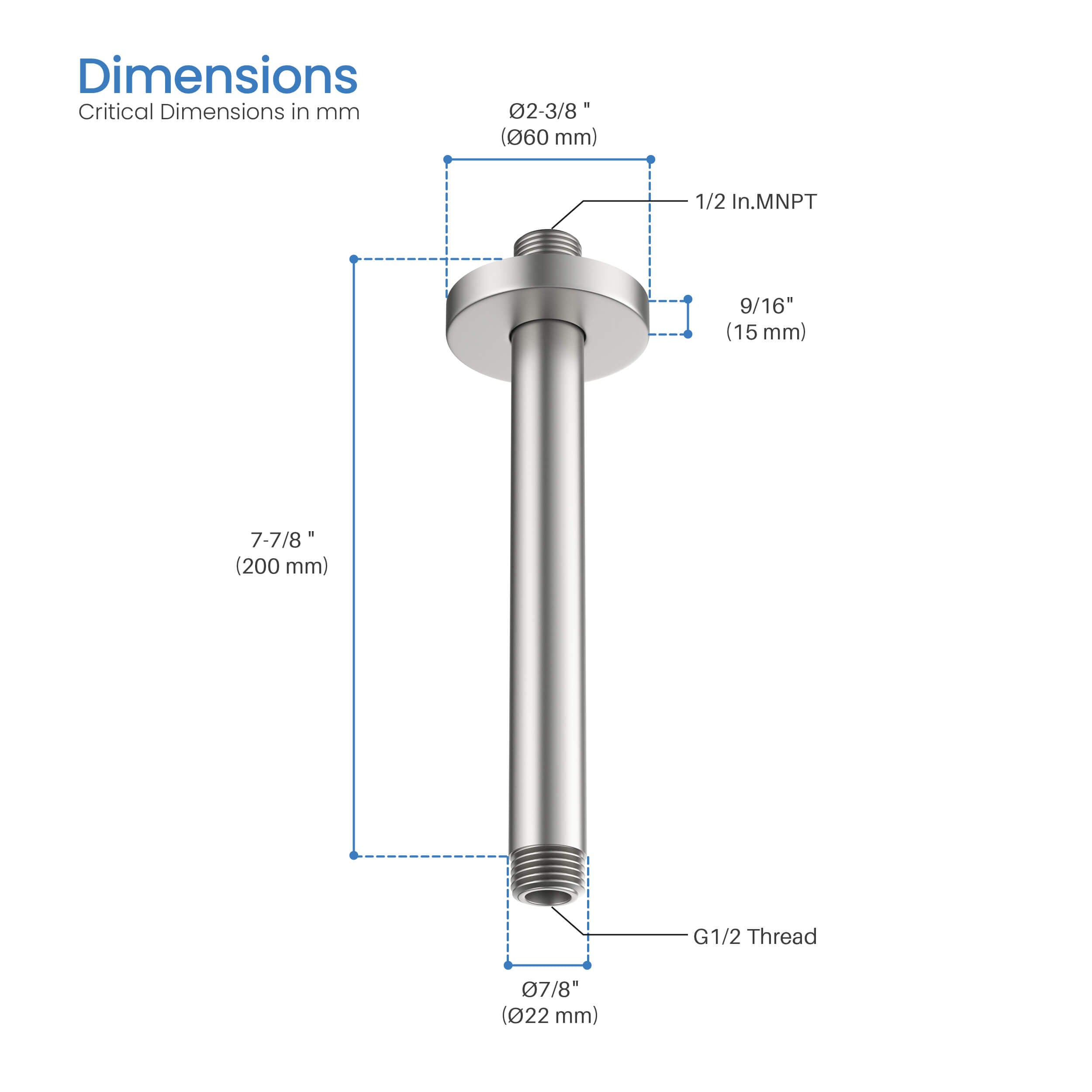 Halo 8" Ceiling Mounted Shower Arm - SA0800  - Shop at Home Craft Studio - 8