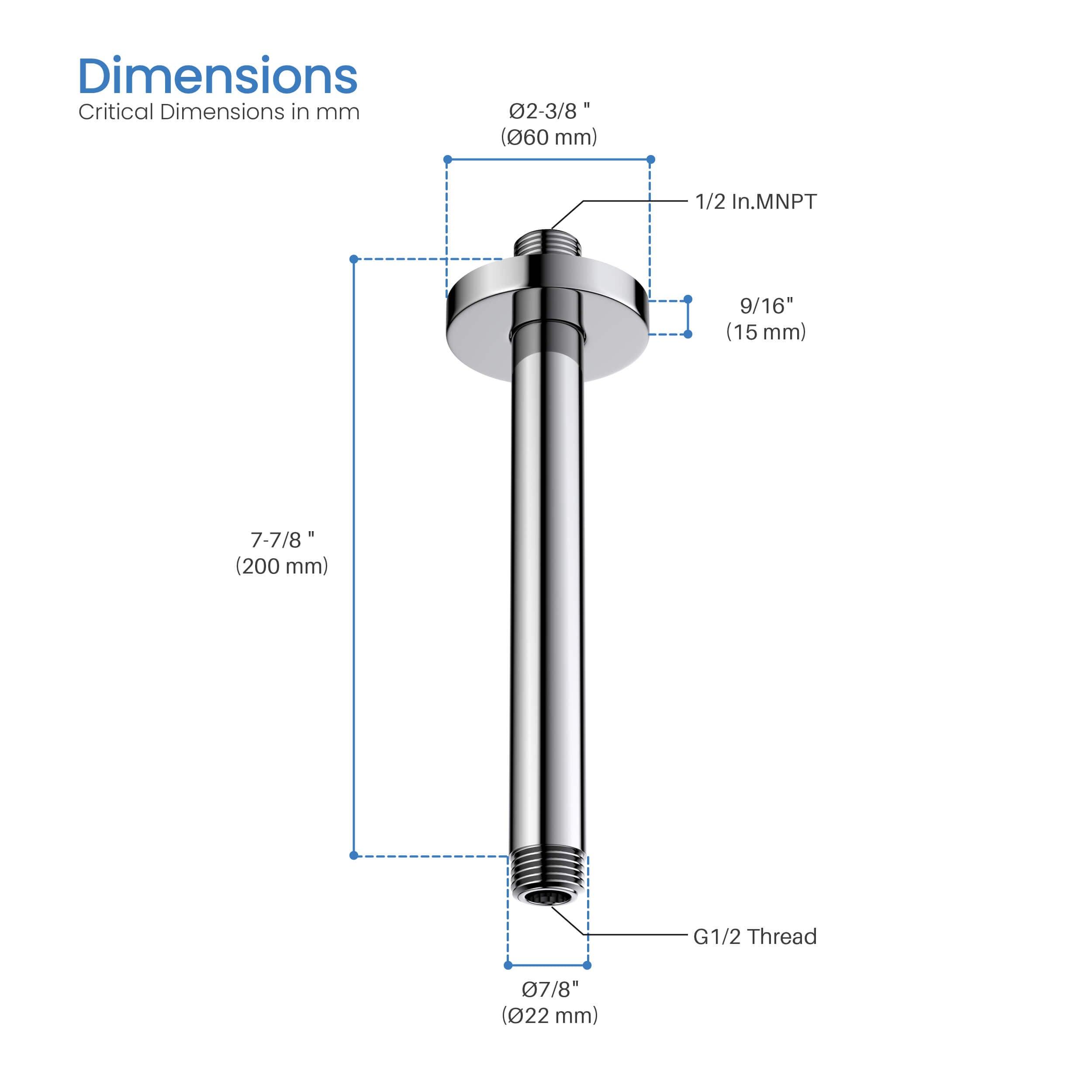 Halo 8" Ceiling Mounted Shower Arm - SA0800  - Shop at Home Craft Studio - 12