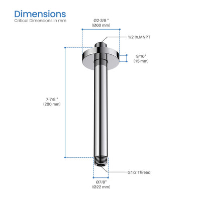 Halo 8" Ceiling Mounted Shower Arm - SA0800  - Shop at Home Craft Studio - 12