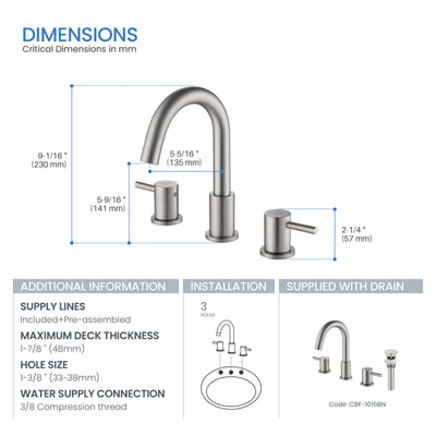 Halo 8" Widespread Bathroom Sink Faucet with Drain Assembly - CBF-1016  - Shop at Home Craft Studio - 10