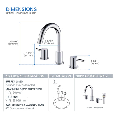 Halo 8" Widespread Bathroom Sink Faucet with Drain Assembly - CBF-1016  - Shop at Home Craft Studio - 15