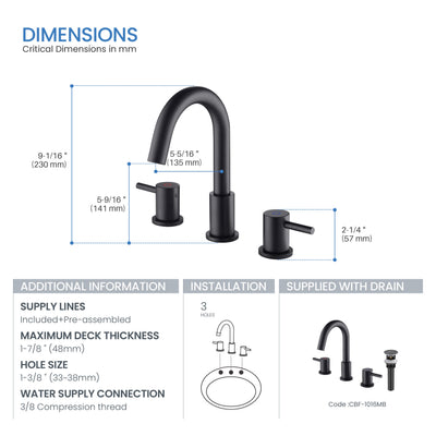 Halo 8" Widespread Bathroom Sink Faucet with Drain Assembly - CBF-1016  - Shop at Home Craft Studio - 20