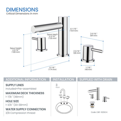 Halo 8" Widespread Bathroom Sink Faucet with Drain Assembly - CBF-1025MB  - Shop at Home Craft Studio - 29