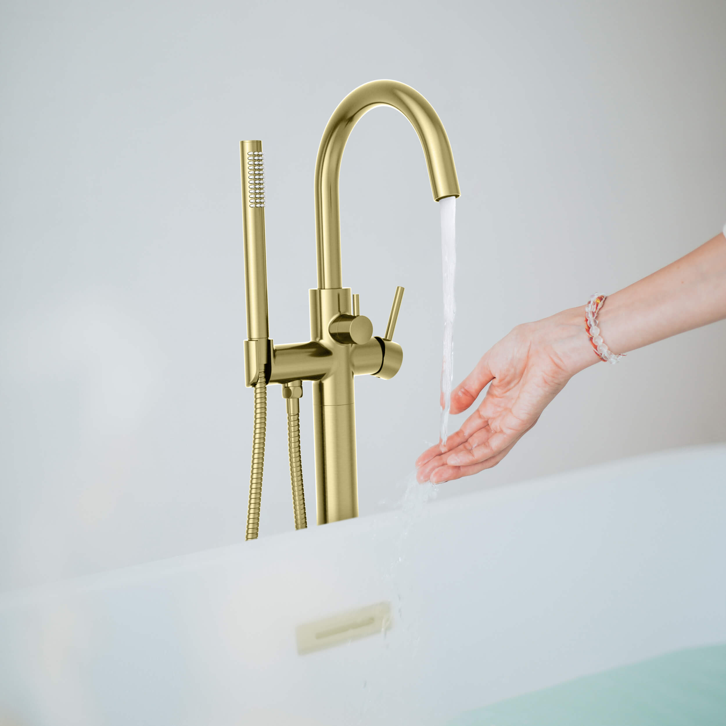 Halo Floor Mount Tub Filler With Hand Shower - CTF-3001  - Shop at Home Craft Studio - 5