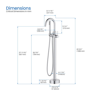 Halo Floor Mount Tub Filler With Hand Shower - CTF-3001  - Shop at Home Craft Studio - 18