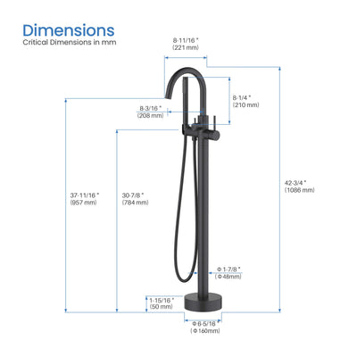 Halo Floor Mount Tub Filler With Hand Shower - CTF-3001  - Shop at Home Craft Studio - 25
