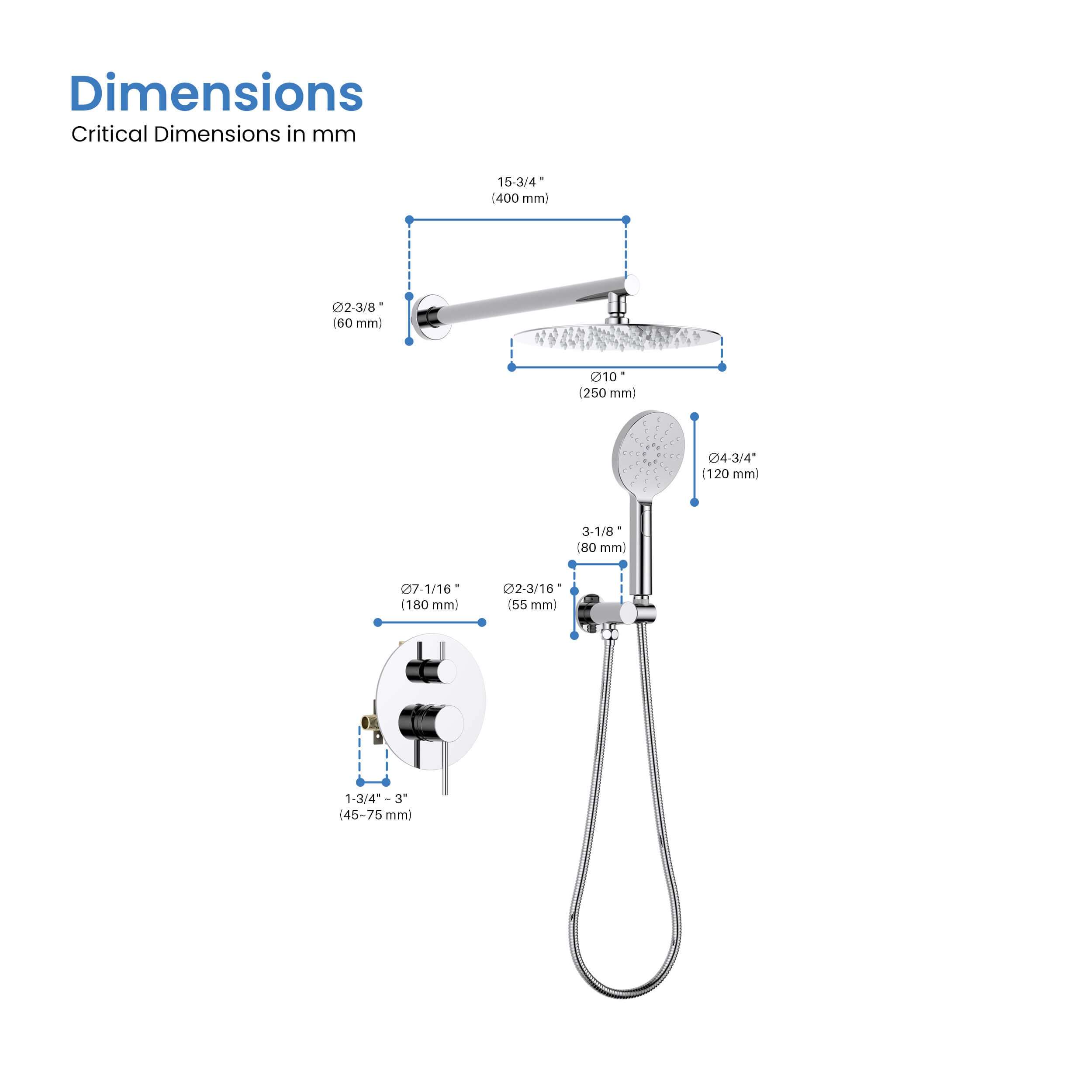 Halo Pressure Balanced 2-Function Wall Mount Shower System with Rough-in Valve - CSF-4003  - Shop at Home Craft Studio - 18