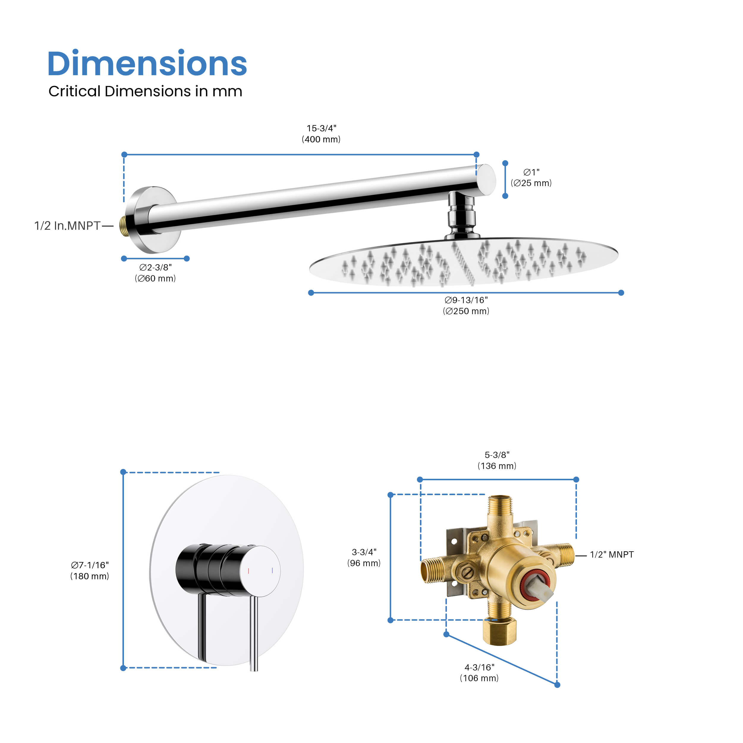 Halo Pressure Balanced Single Function Wall Mount Shower System with Rough-In Valve - CSF-4007  - Shop at Home Craft Studio - 16