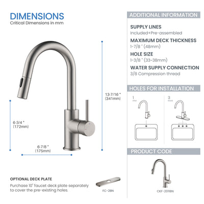 Halo Single Handle Pull Down Kitchen & Bar Sink Faucet - CKF-2011  - Shop at Home Craft Studio - 12