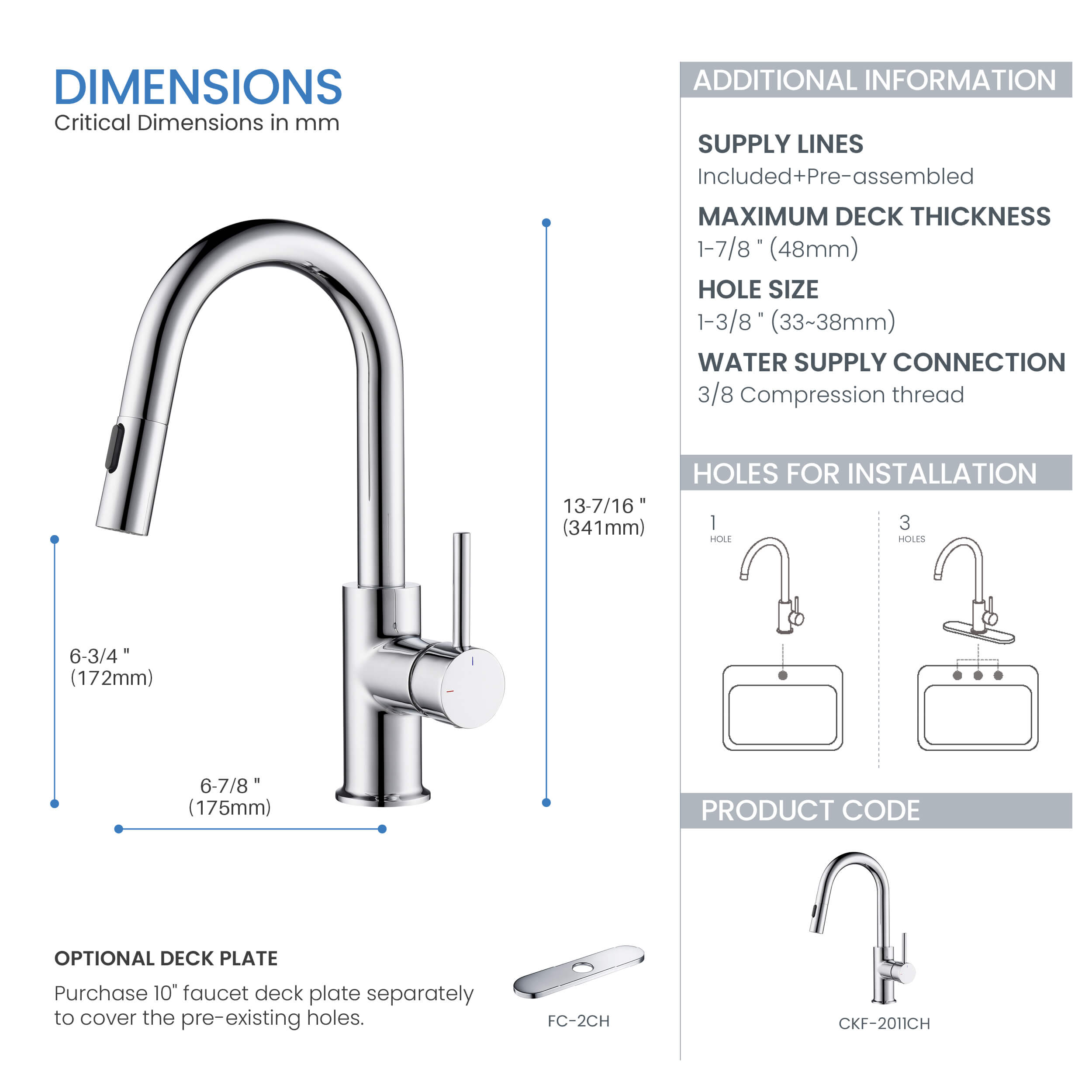 Halo Single Handle Pull Down Kitchen & Bar Sink Faucet - CKF-2011  - Shop at Home Craft Studio - 17