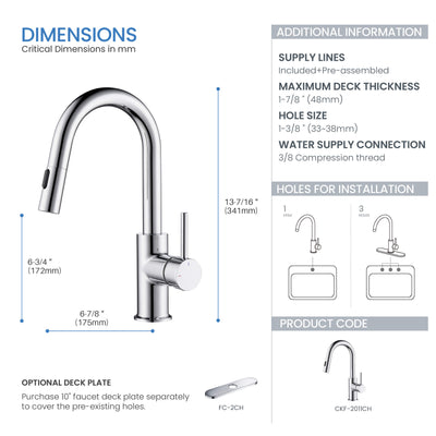 Halo Single Handle Pull Down Kitchen & Bar Sink Faucet - CKF-2011  - Shop at Home Craft Studio - 17