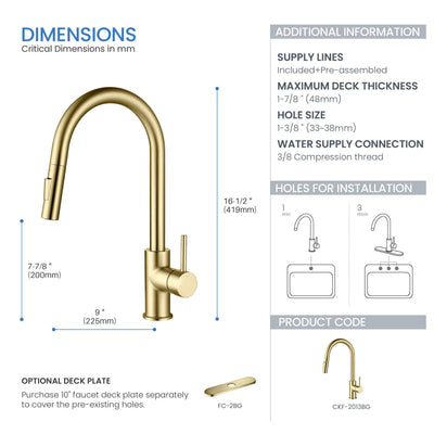 Halo Single Handle Pull Down Kitchen Faucet - CKF-2013  - Shop at Home Craft Studio - 8