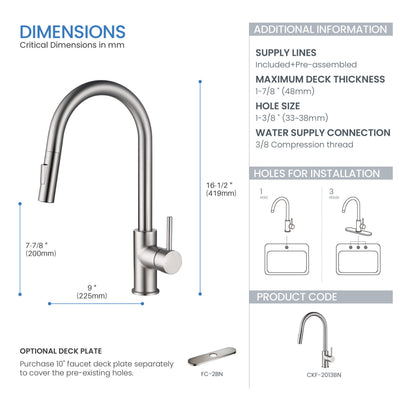 Halo Single Handle Pull Down Kitchen Faucet - CKF-2013  - Shop at Home Craft Studio - 16