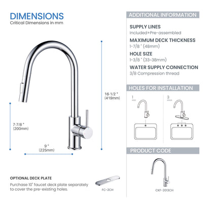 Halo Single Handle Pull Down Kitchen Faucet - CKF-2013  - Shop at Home Craft Studio - 28