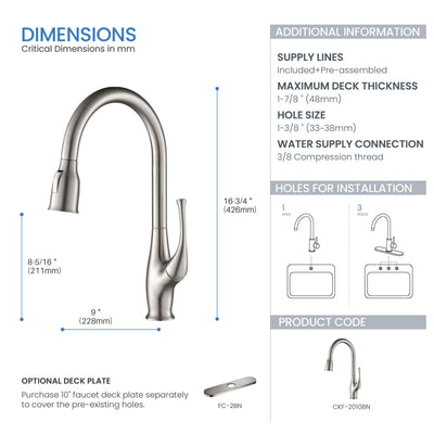 Kansas Single Handle Pull Down Kitchen Sink Faucet - CKF-2010  - Shop at Home Craft Studio - 12