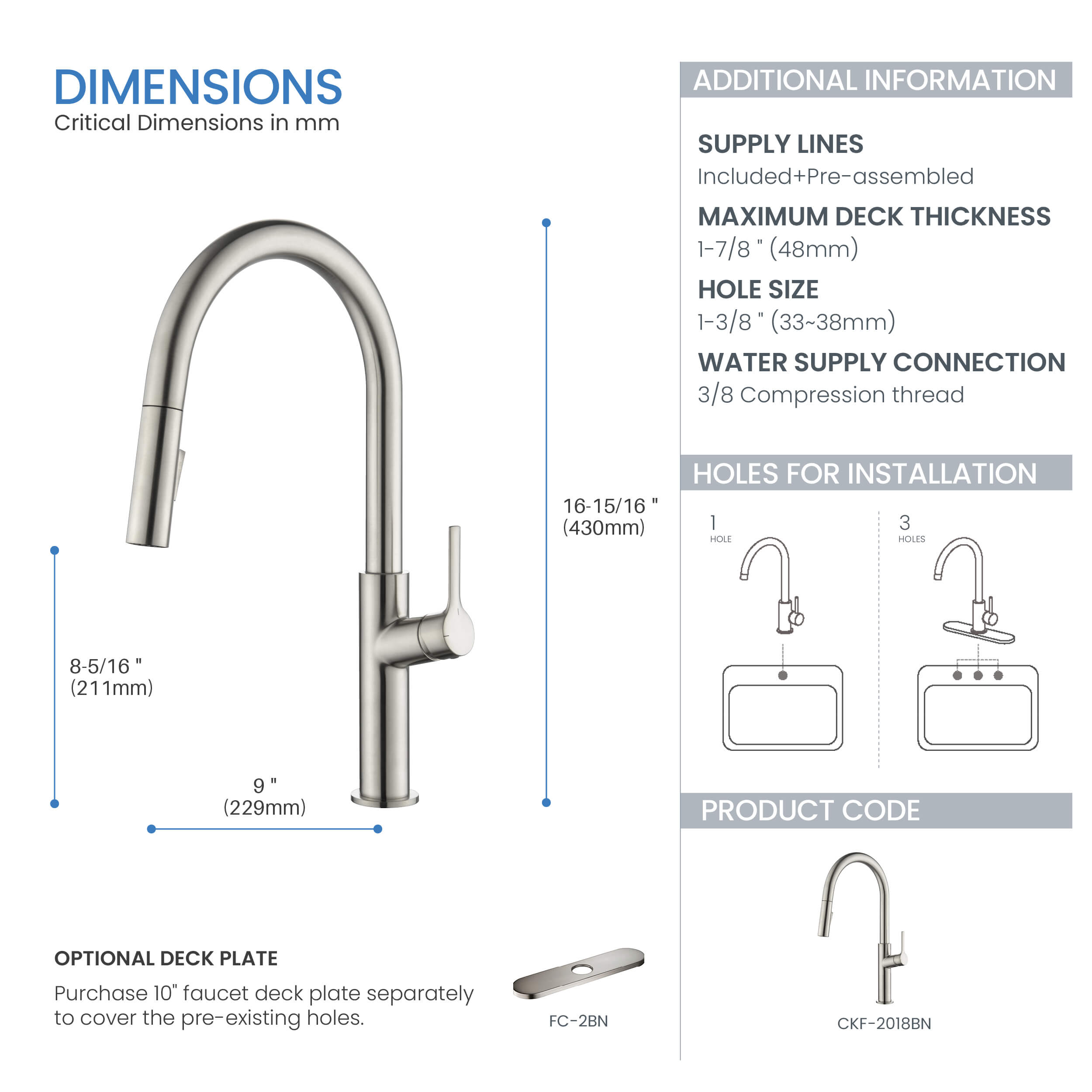 Neo Single Handle Pull Down Kitchen Sink Faucet - CKF-2018  - Shop at Home Craft Studio - 13